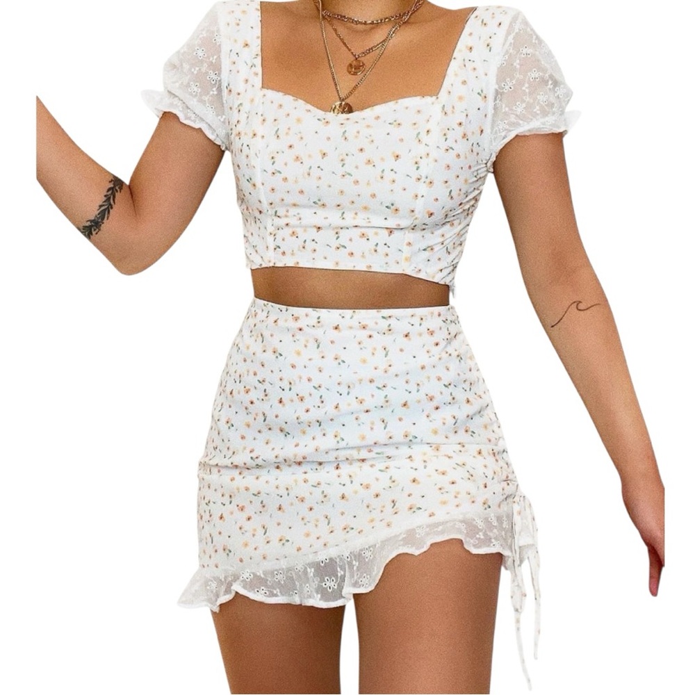 Floral White Skirt
